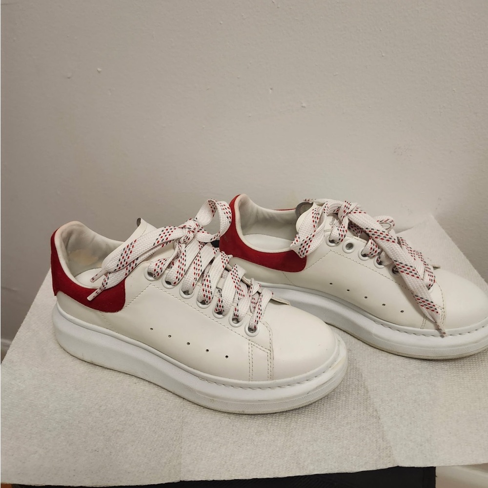Alexander McQueen White Sneakers with Red Details